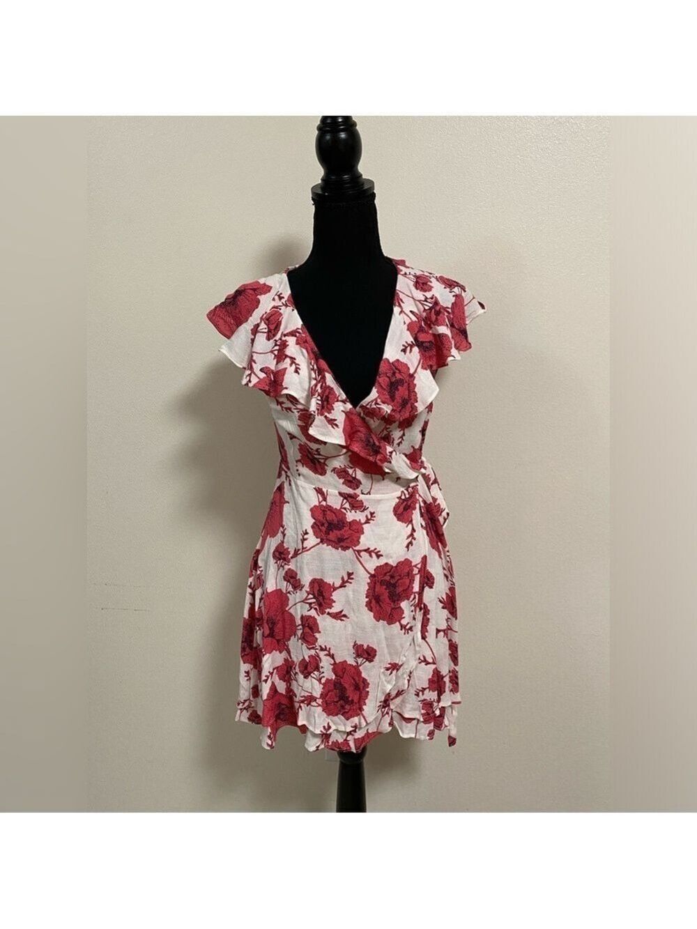 Free People French Quarter Ivory Floral Print Wrap Dress Size XS NWT